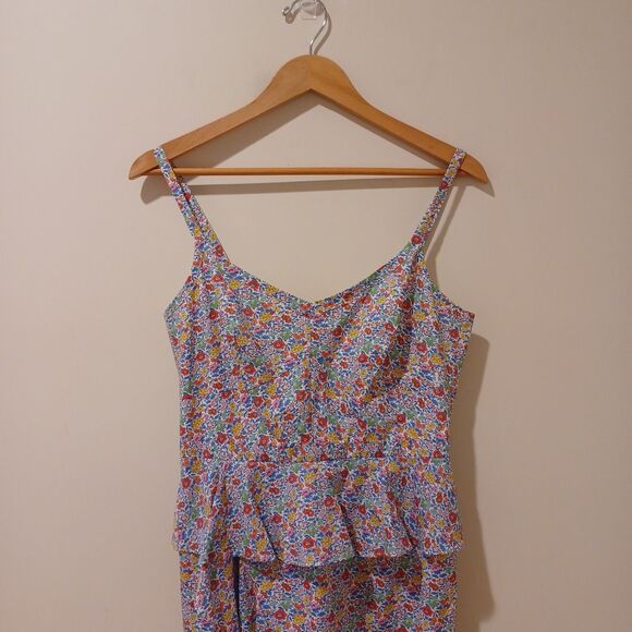 J. Crew Liberty Floral Fabric Sosi Ruffle 100% Cotton Sleeveless Dress Size 10 - Picture 3 of 10